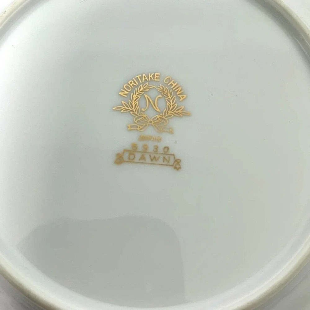 Vintage Noritake China‎ Dessert Plate Dawn 5930 White Goldtone Trim